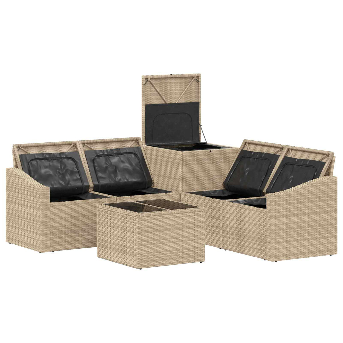 Set sofe 6 kom. Bež i svijetlo siva Poli Rattan i čelik