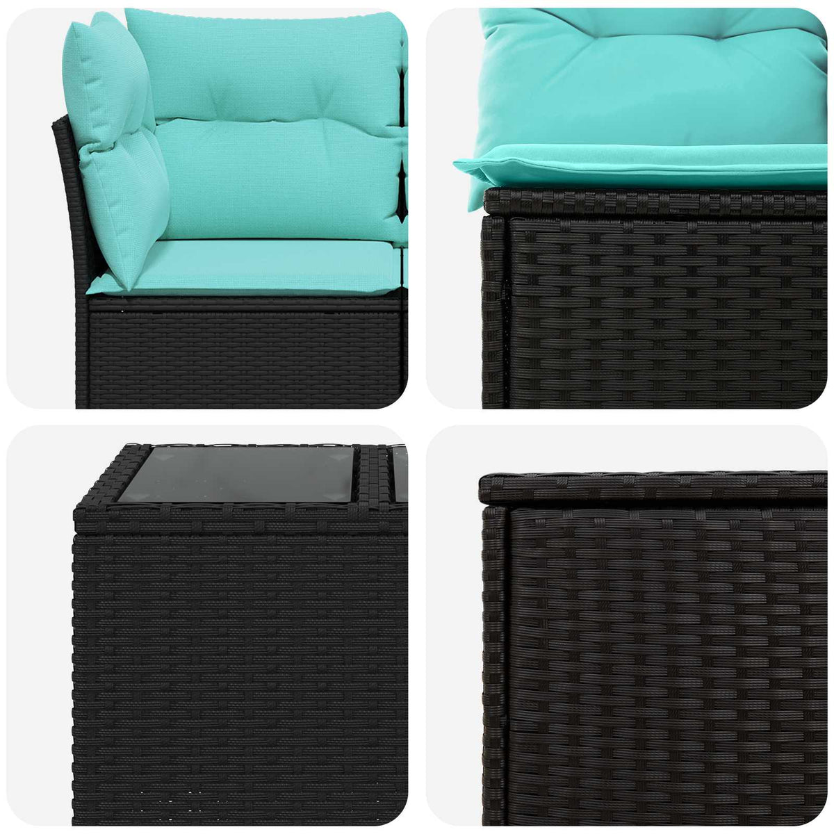 Set sofe 6 kom. Crna i Plava 55 x 55 x 37 cm