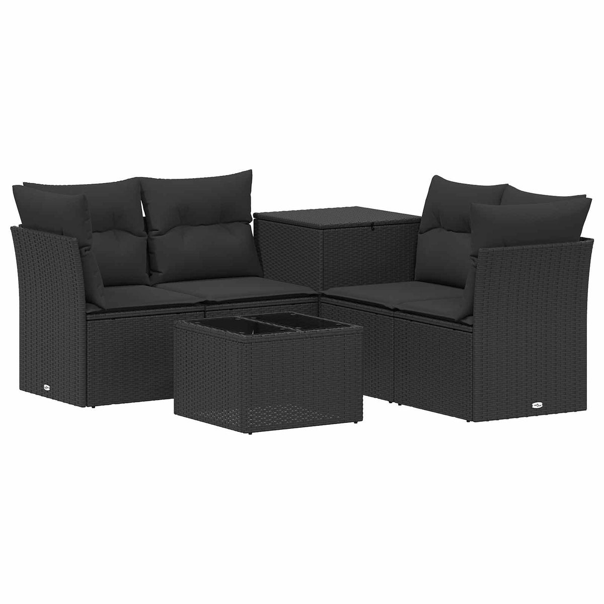 Set sofe 6 kom. Crna Poli Rattan i čelik