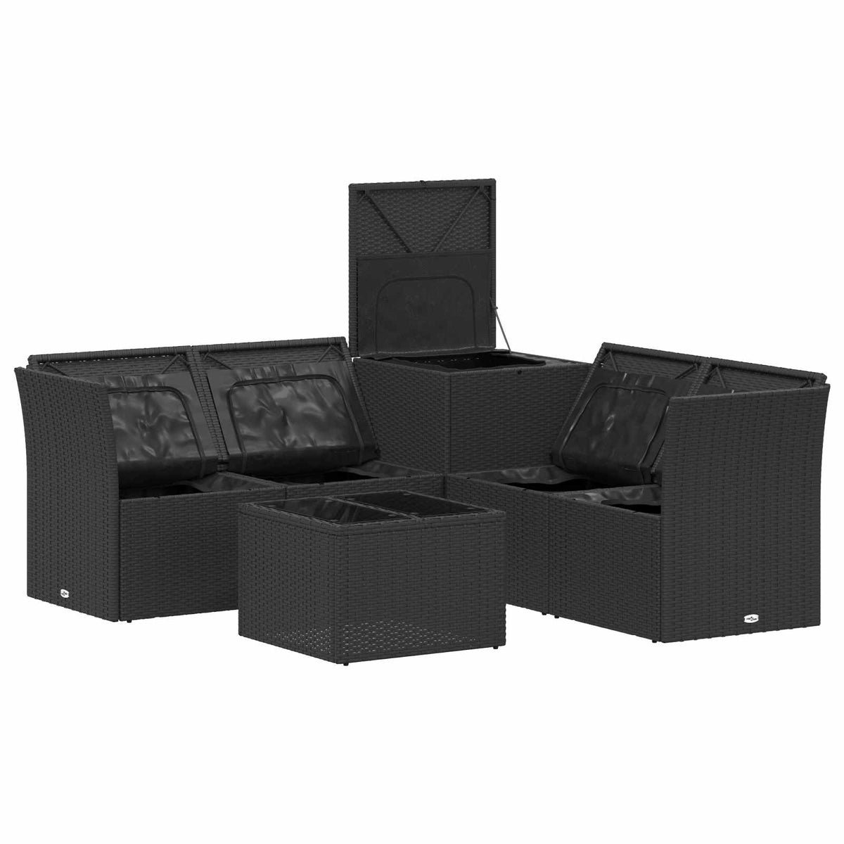 Set sofe 6 kom. Crna Poli Rattan i čelik