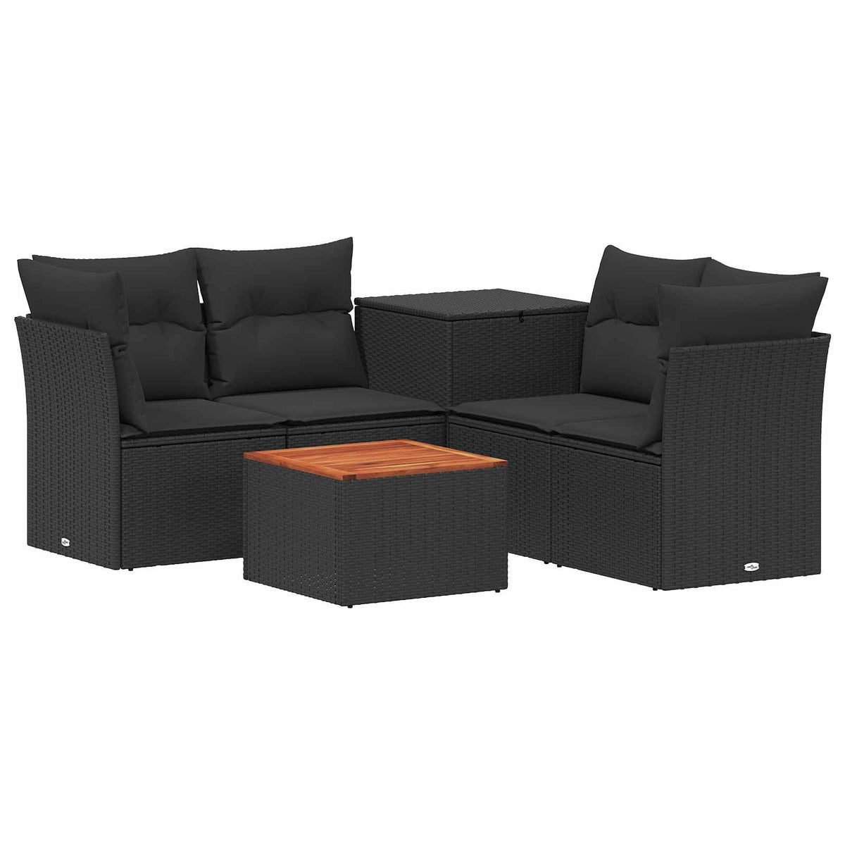 Set sofe 6 kom. Crna Poli Rattan i čelik