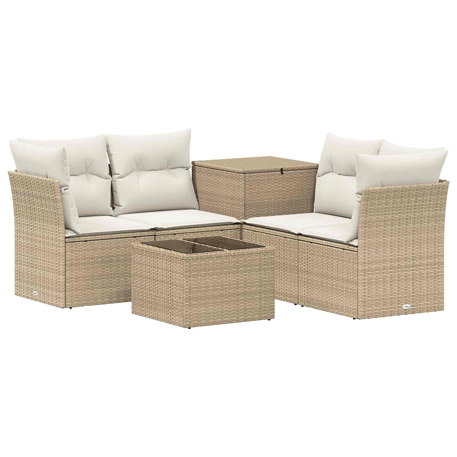 Set sofe 6 kom. Bež i krem bijela Poli Rattan i čelik