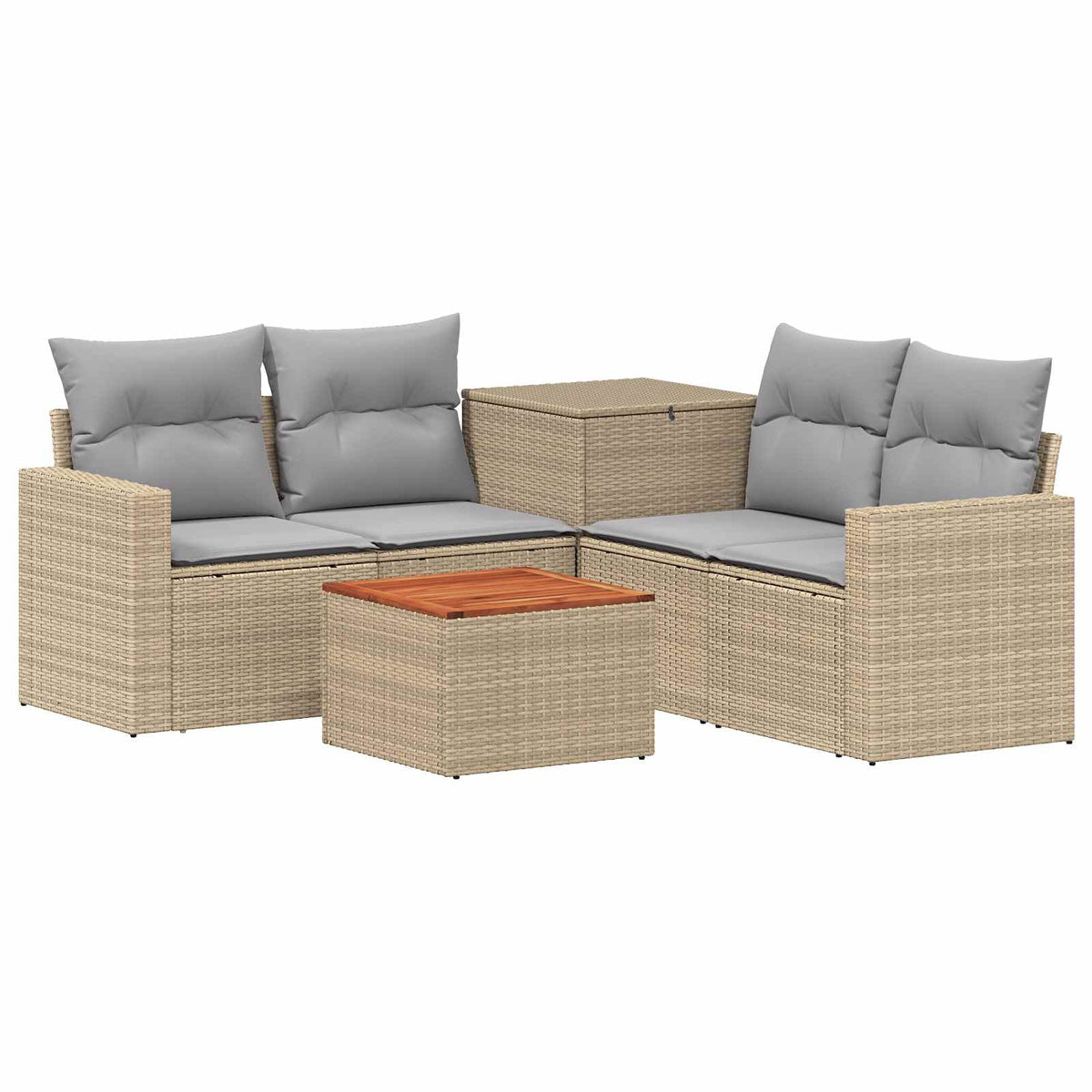 Set sofe 6 kom. Bež i svijetlo siva Poli Rattan i čelik