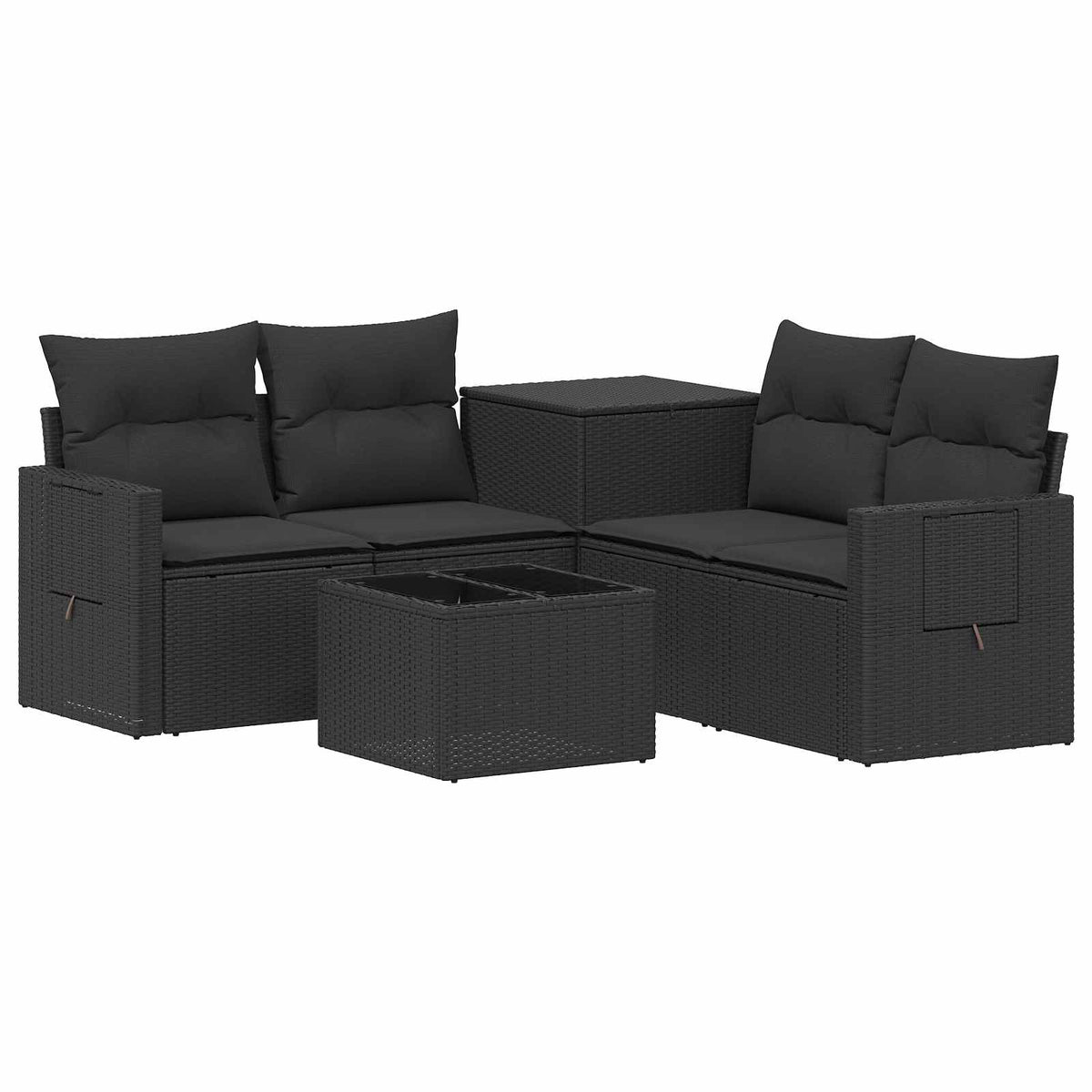 Set sofe 6 kom. Crna Poli Rattan i čelik