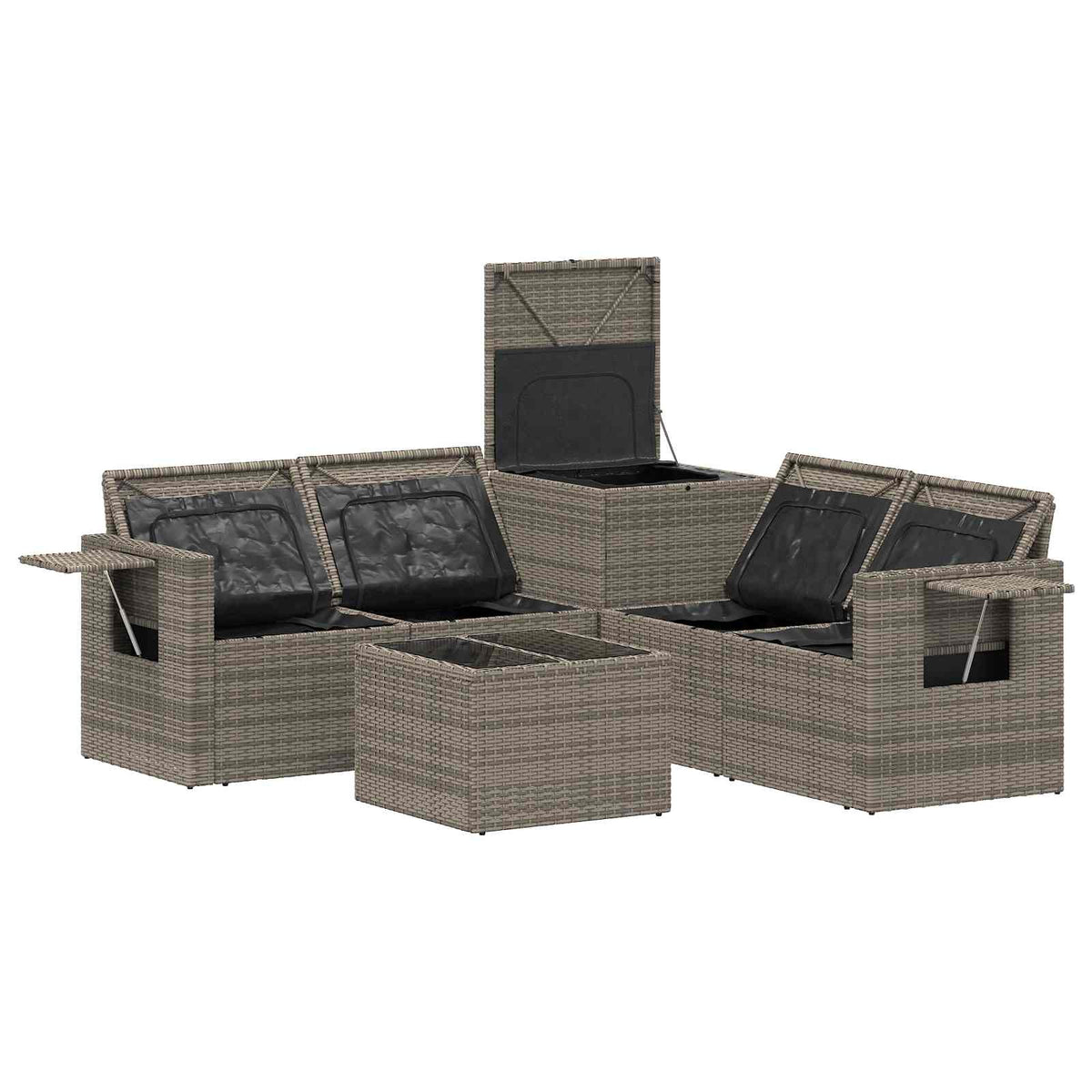 Set sofe 6 kom. Siva i tamnoplava Poli Rattan i čelik