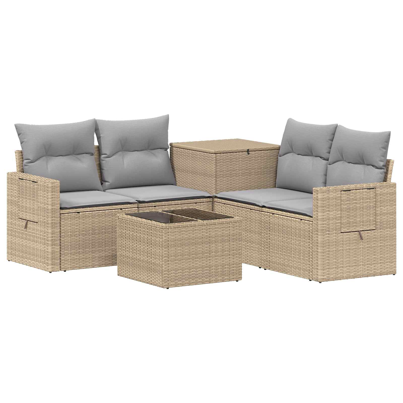 Set sofe 6 kom. Bež i svijetlo siva Poli Rattan i čelik