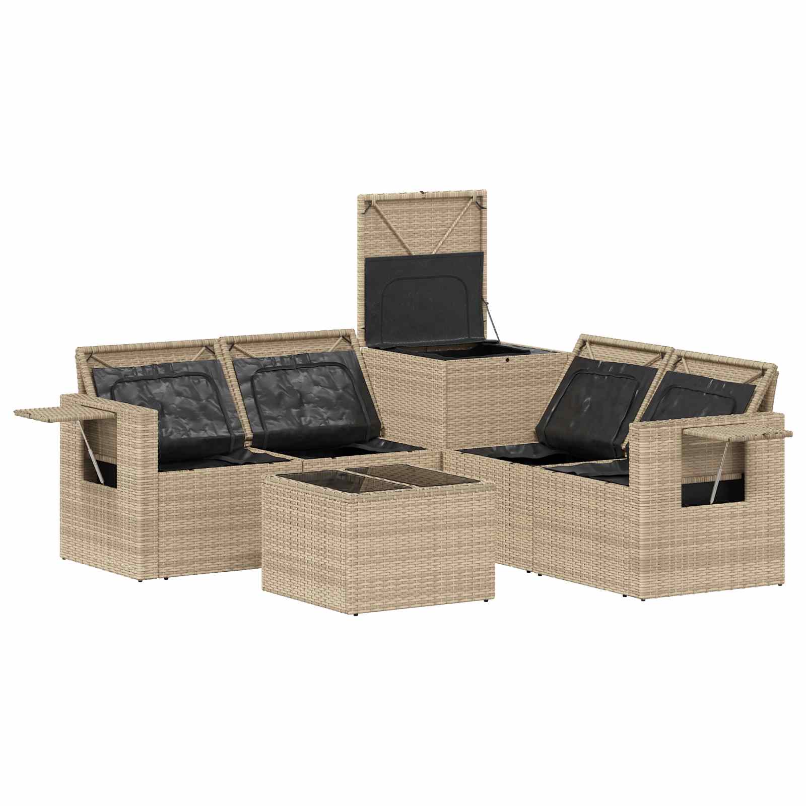 Set sofe 6 kom. Bež i svijetlo siva Poli Rattan i čelik