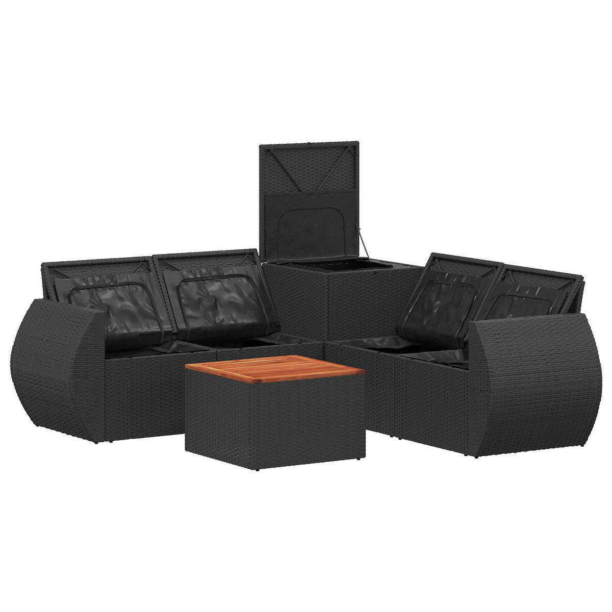 Set sofe 6 kom. Crna i Plava Poli Rattan i čelik