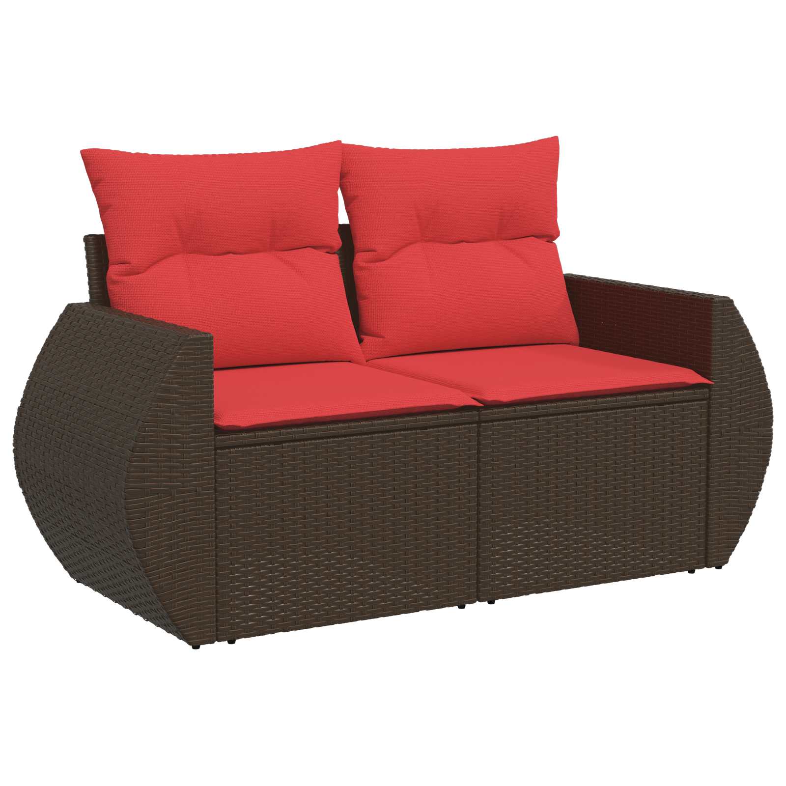 Set sofe 6 kom. Smeđa i crvena Poli Rattan i čelik