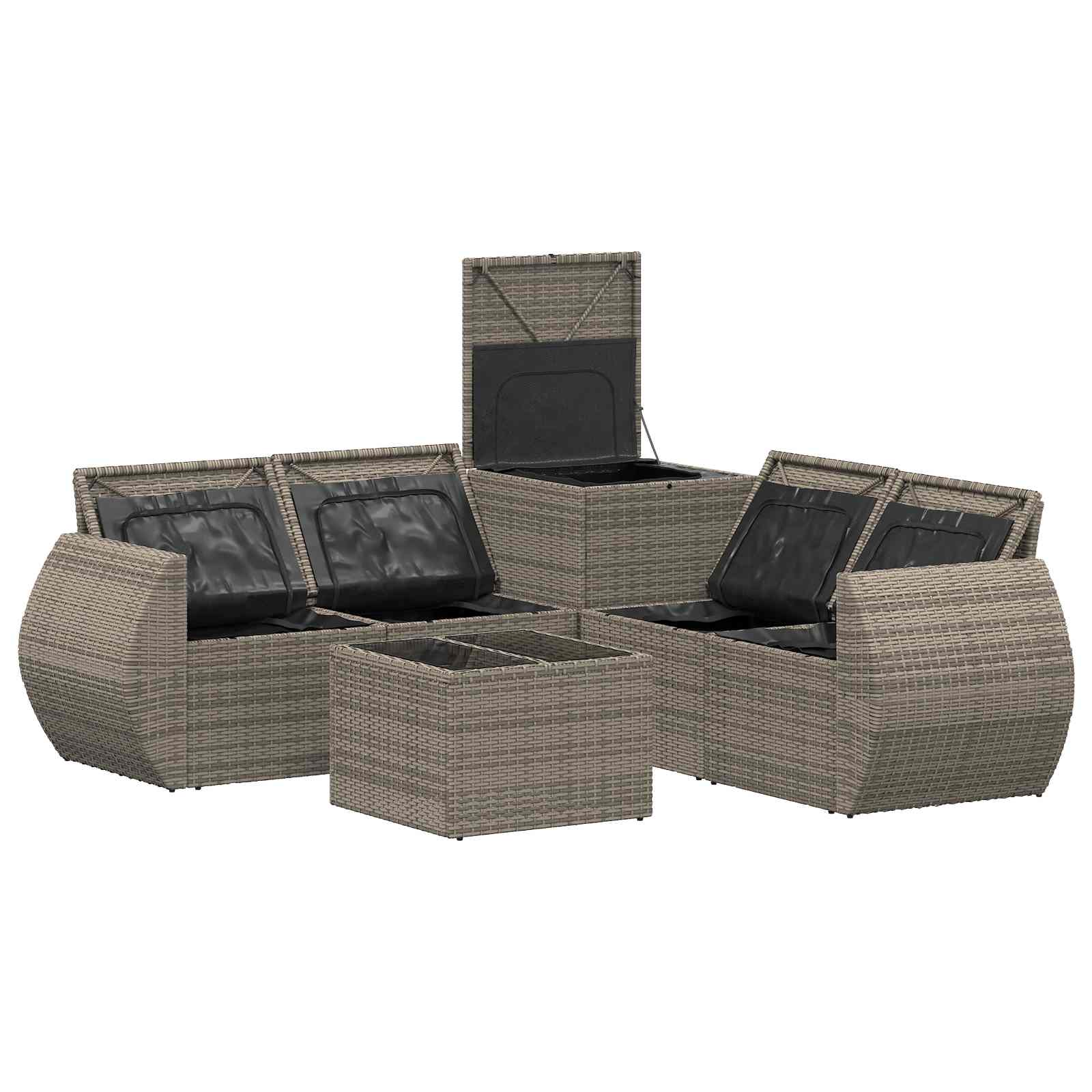 Set sofe 6 kom. Siva i tamno siva Poli Rattan i čelik