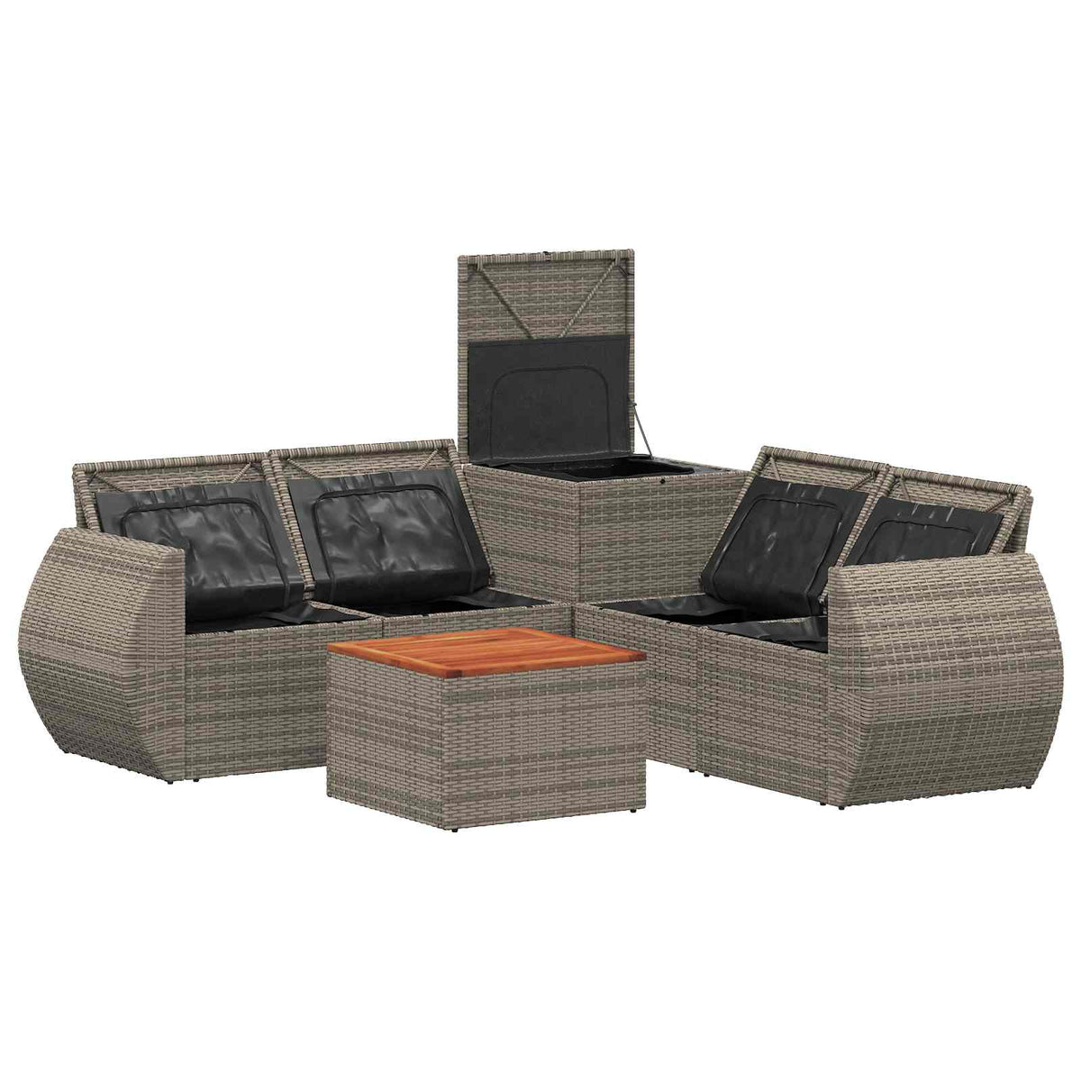 Set sofe 6 kom. Siva i tamno siva Poli Rattan i čelik