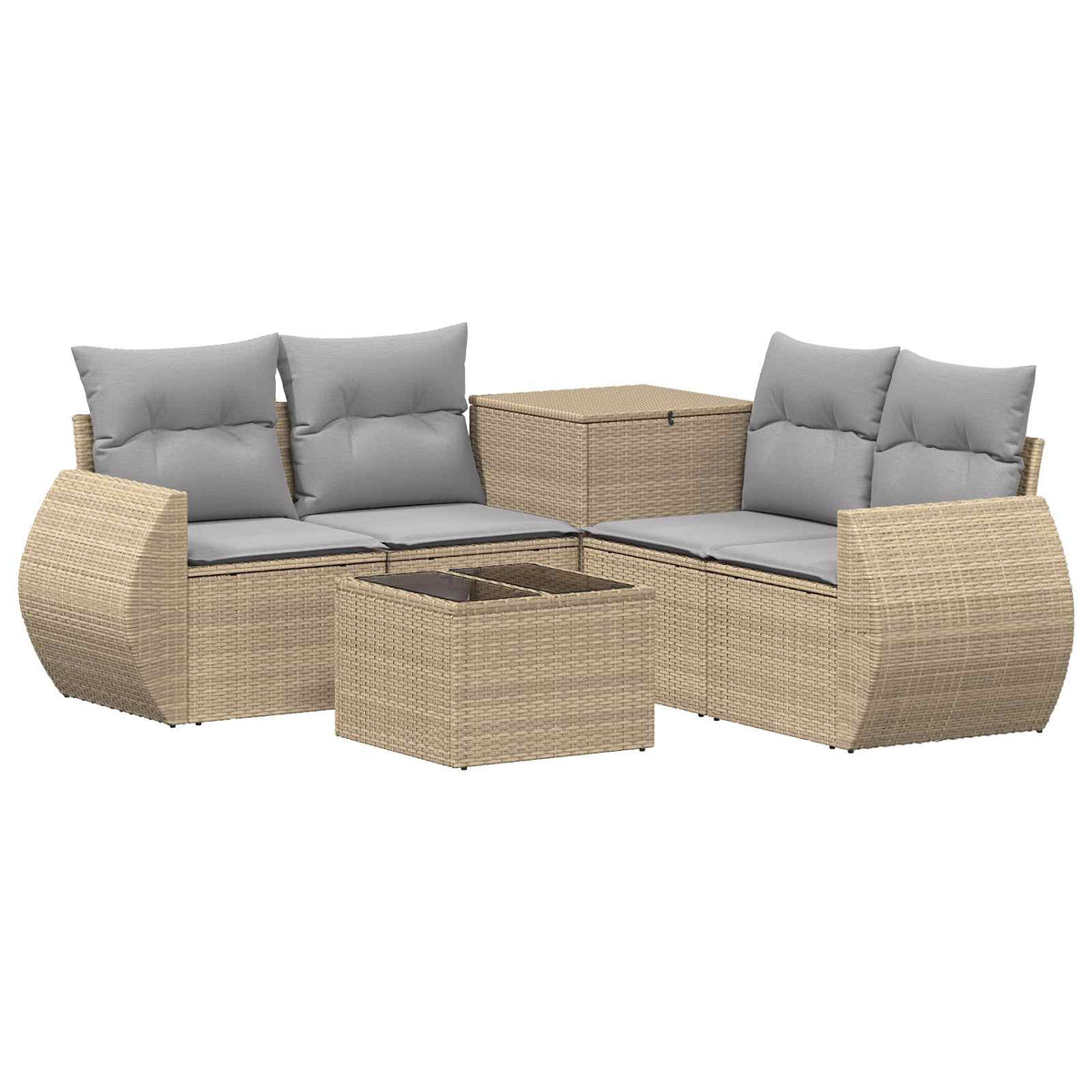Set sofe 6 kom. Bež i svijetlo siva Poli Rattan i čelik