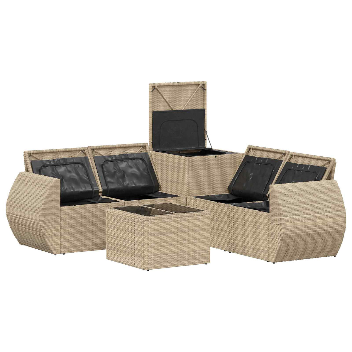 Set sofe 6 kom. Bež i svijetlo siva Poli Rattan i čelik