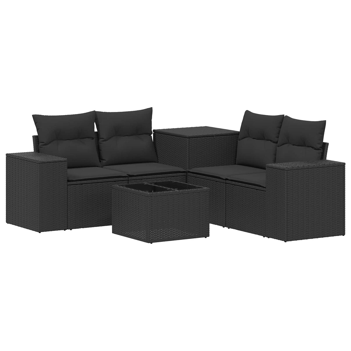 Set sofe 6 kom. Crna Poli Rattan i čelik