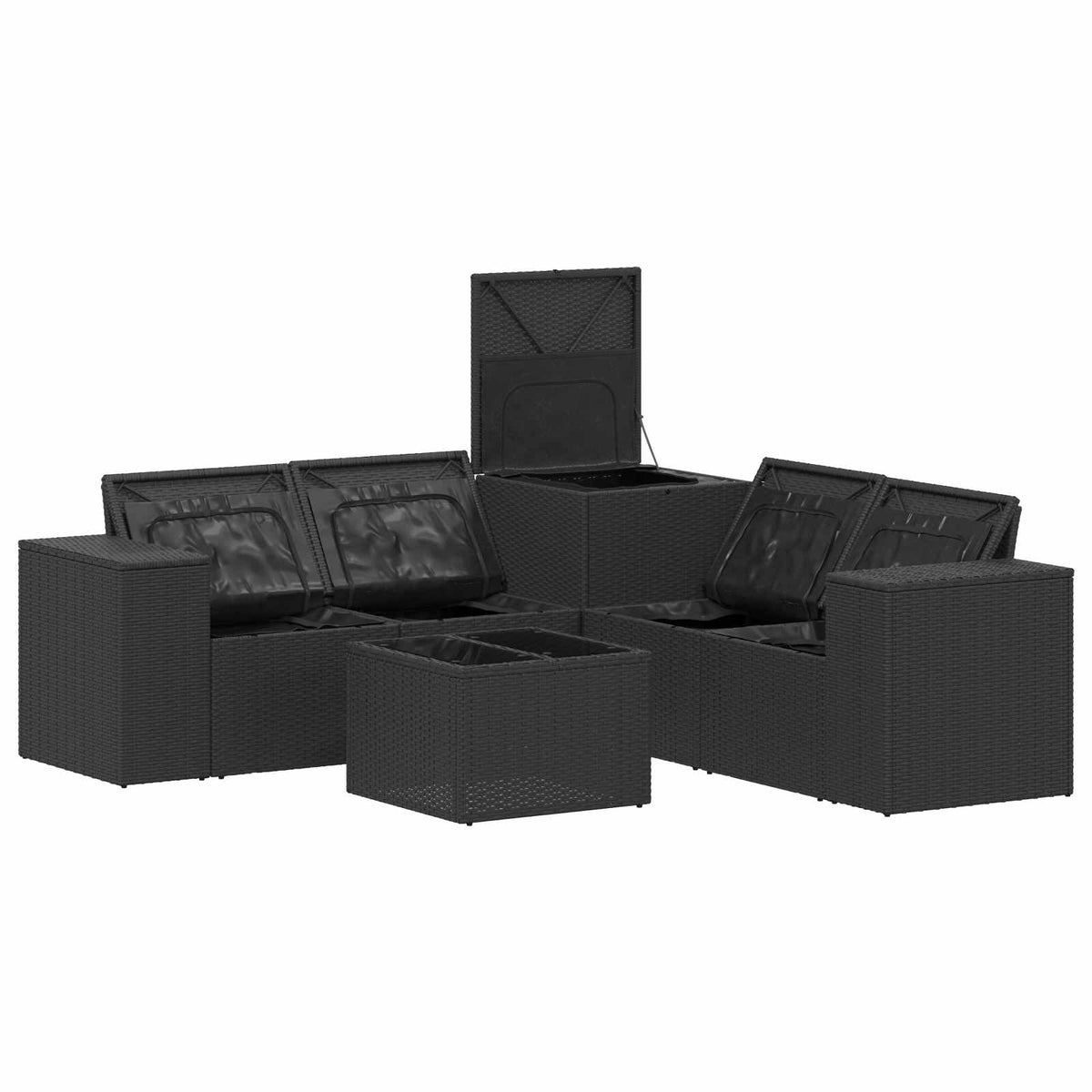 Set sofe 6 kom. Crna i Plava Poli Rattan i čelik