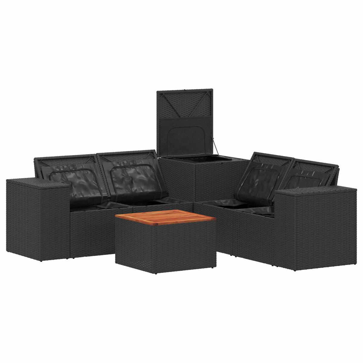 Set sofe 6 kom. Crna i krem-bijela Poli Rattan i čelik