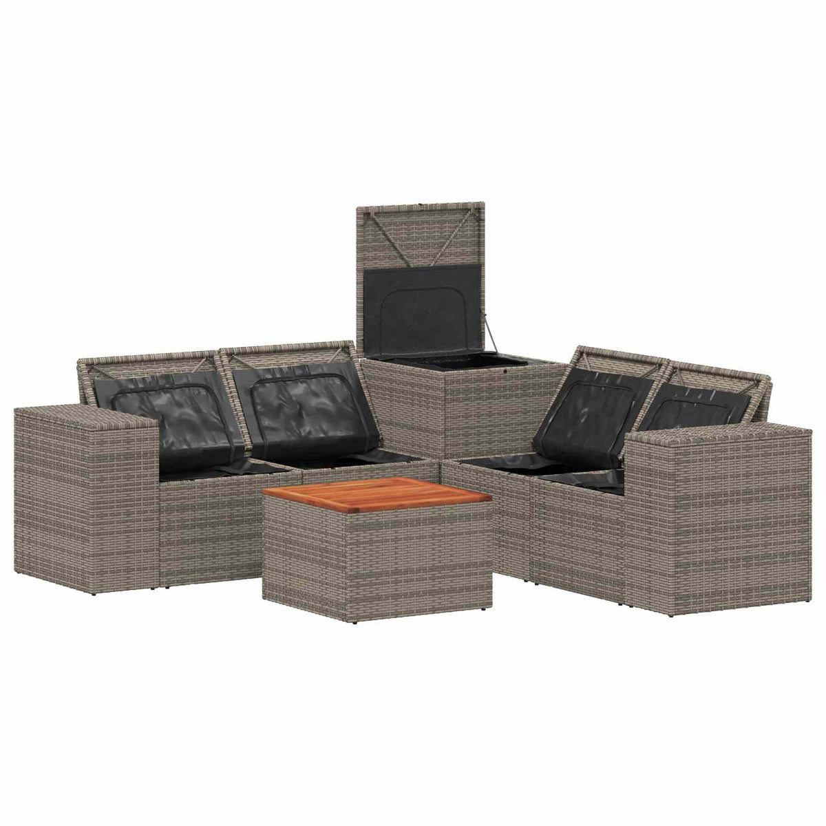 Set sofe 6 kom. Siva i tamno siva Poli Rattan i čelik