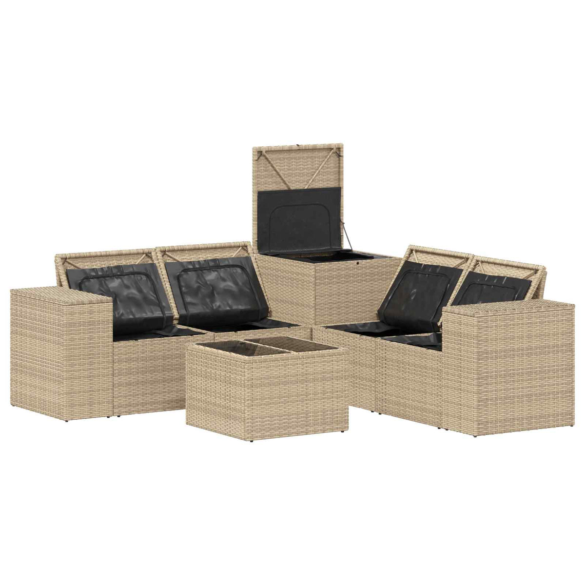 Set sofe 6 kom. Bež i krem bijela Poli Rattan i čelik