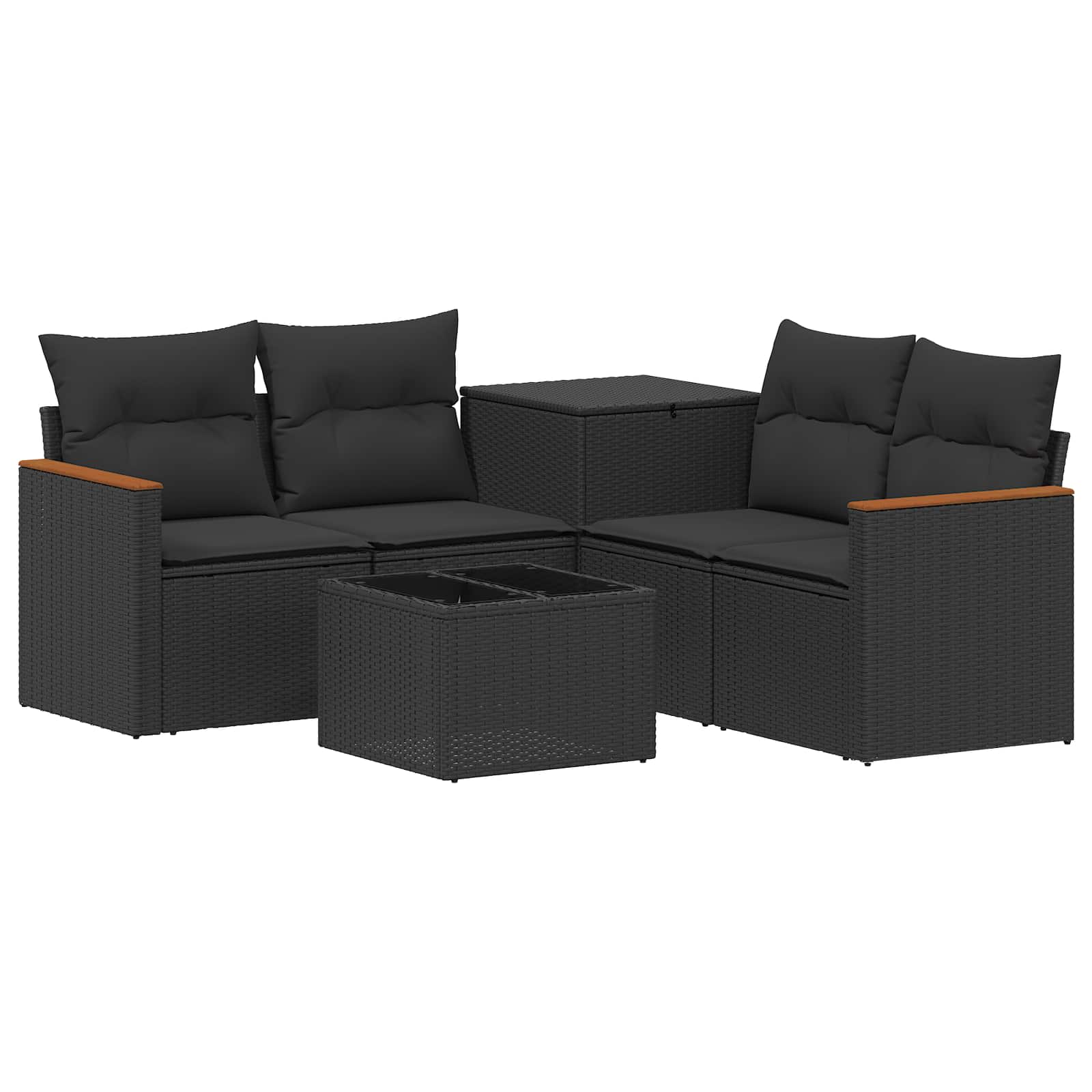 Set sofe 6 kom. Crna Poli Rattan i čelik