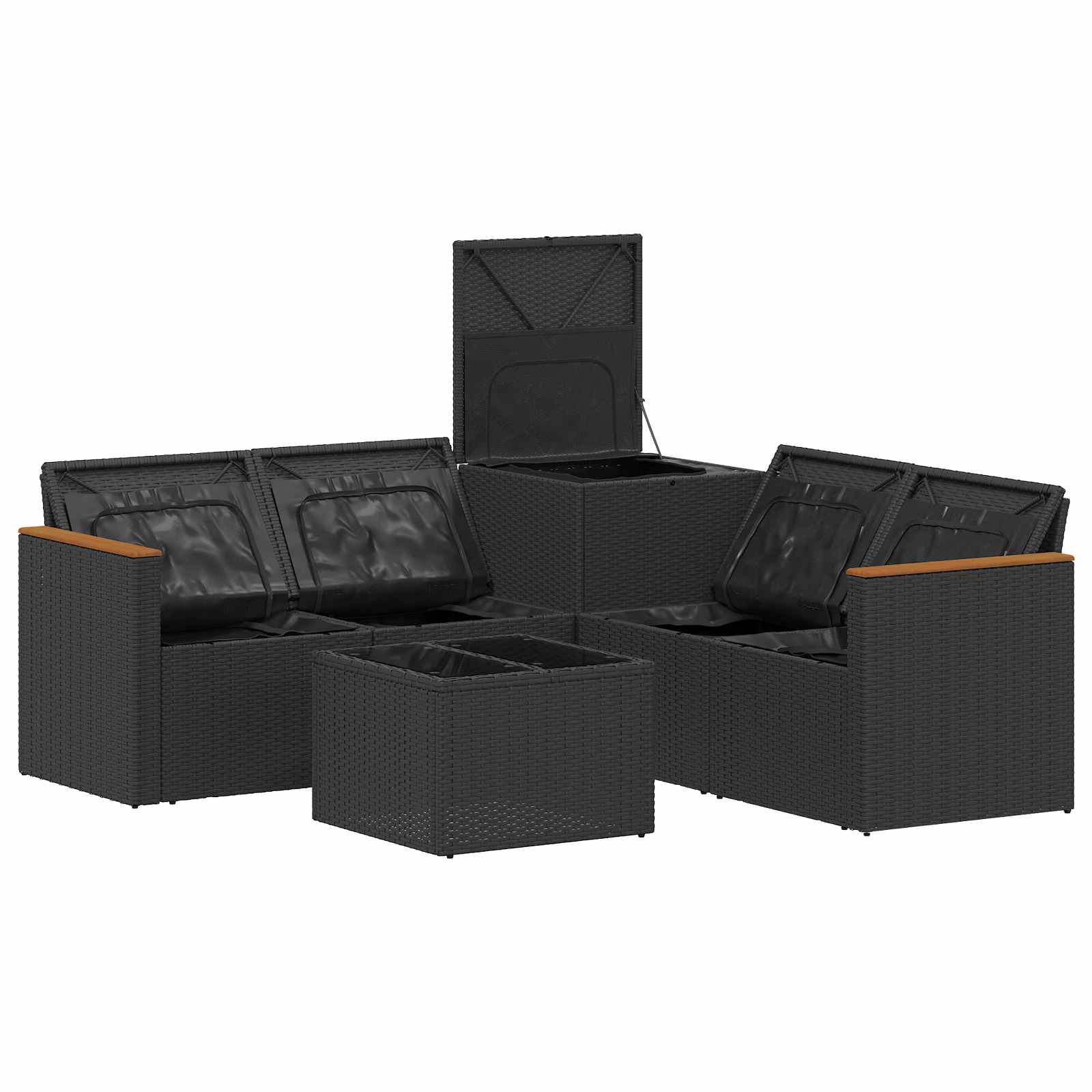 Set sofe 6 kom. Crna Poli Rattan i čelik