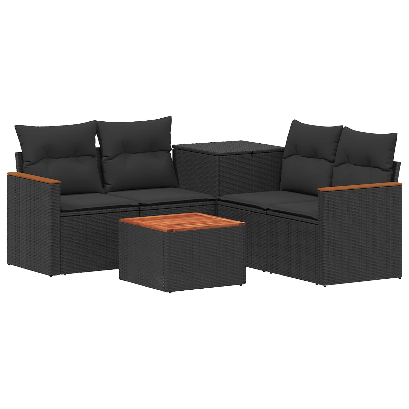 Set sofe 6 kom. Crna Poli Rattan i čelik