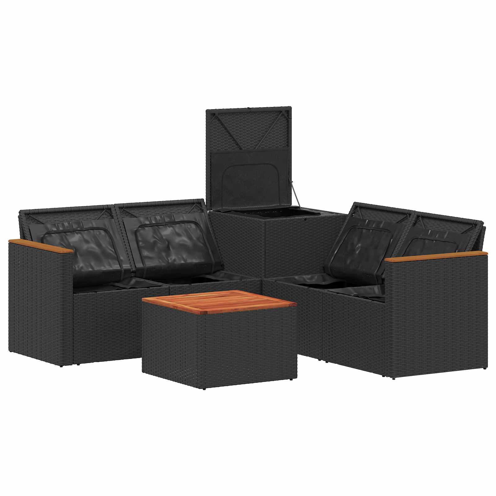 Set sofe 6 kom. Crna i krem-bijela Poli Rattan i čelik