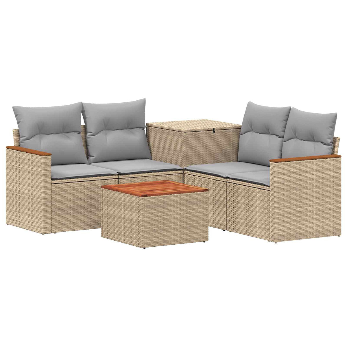 Set sofe 6 kom. Bež i svijetlo siva Poli Rattan i čelik