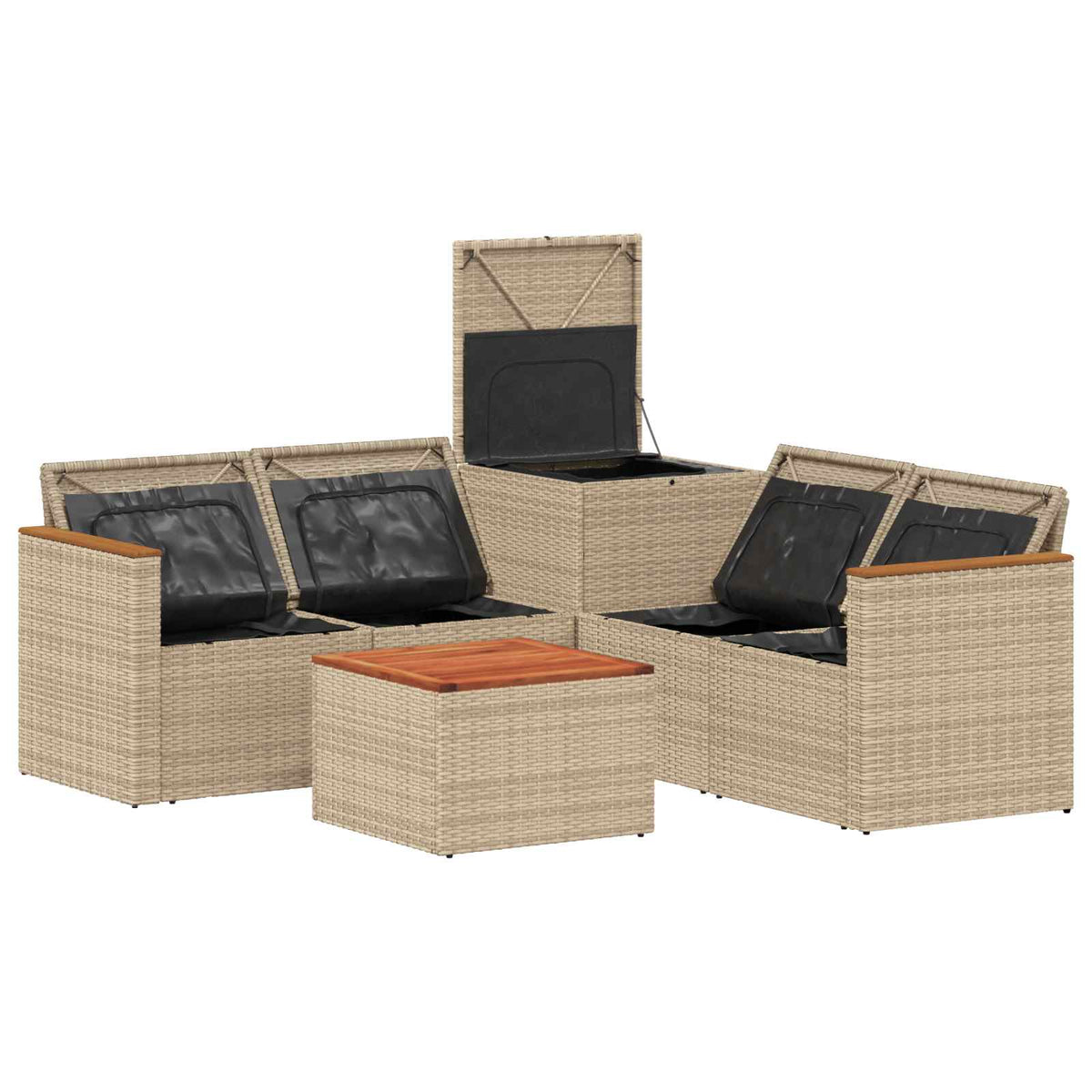 Set sofe 6 kom. Bež i svijetlo siva Poli Rattan i čelik