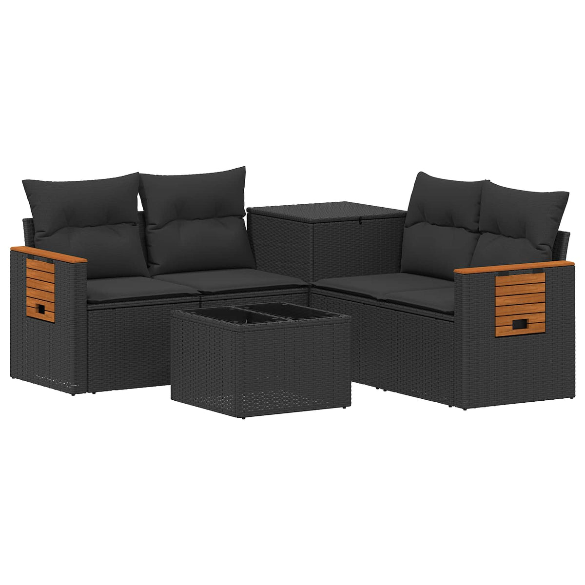 Set sofe 6 kom. Crna Poli Rattan i čelik