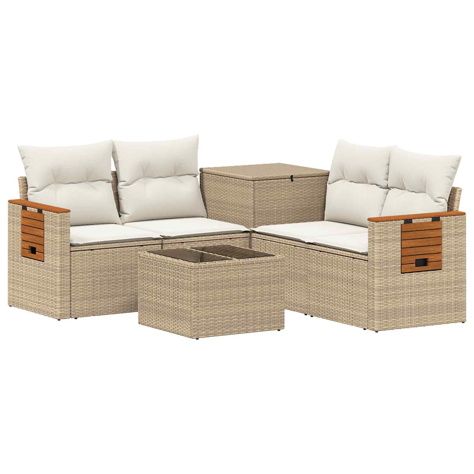 Set sofe 6 kom. Bež i krem bijela Poli Rattan i čelik