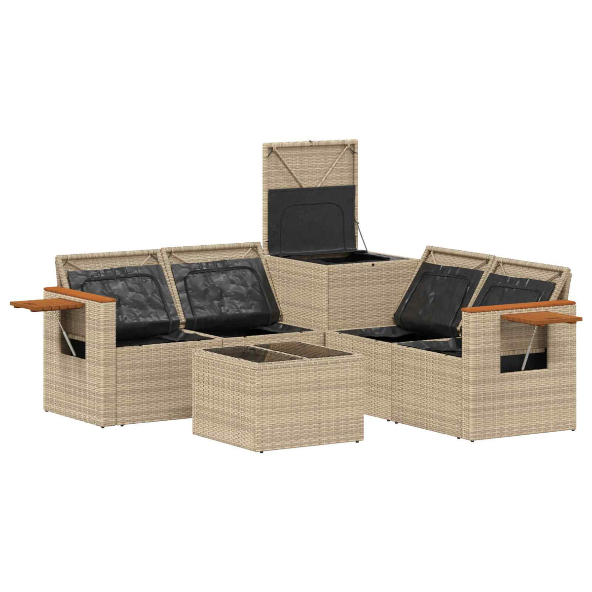 Set sofe 6 kom. Bež i krem bijela Poli Rattan i čelik