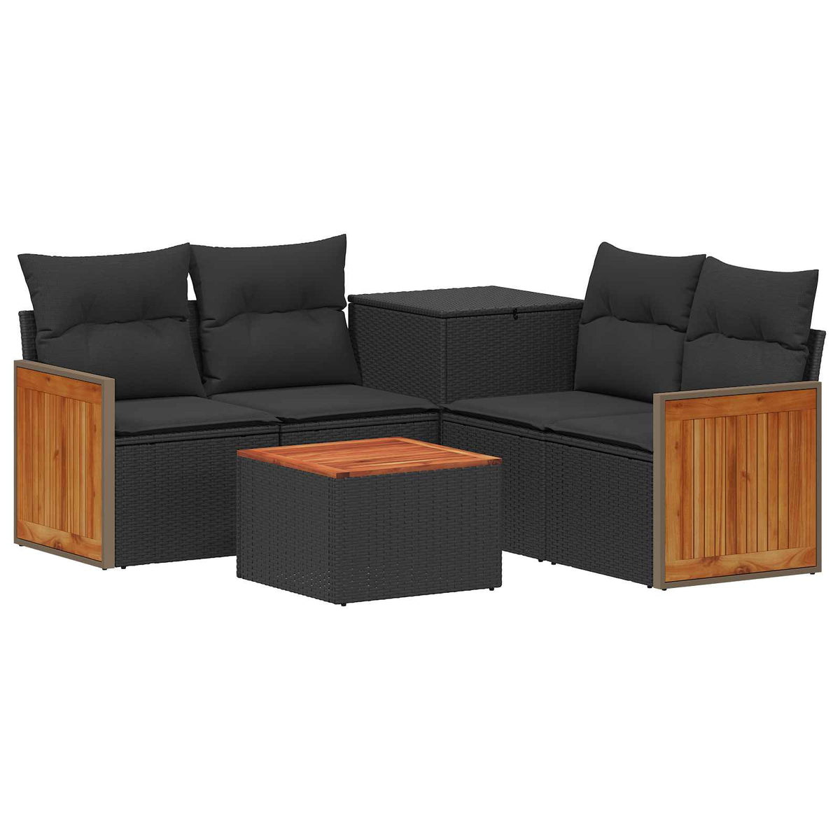 Set sofe 6 kom. Crna Poli Rattan i čelik