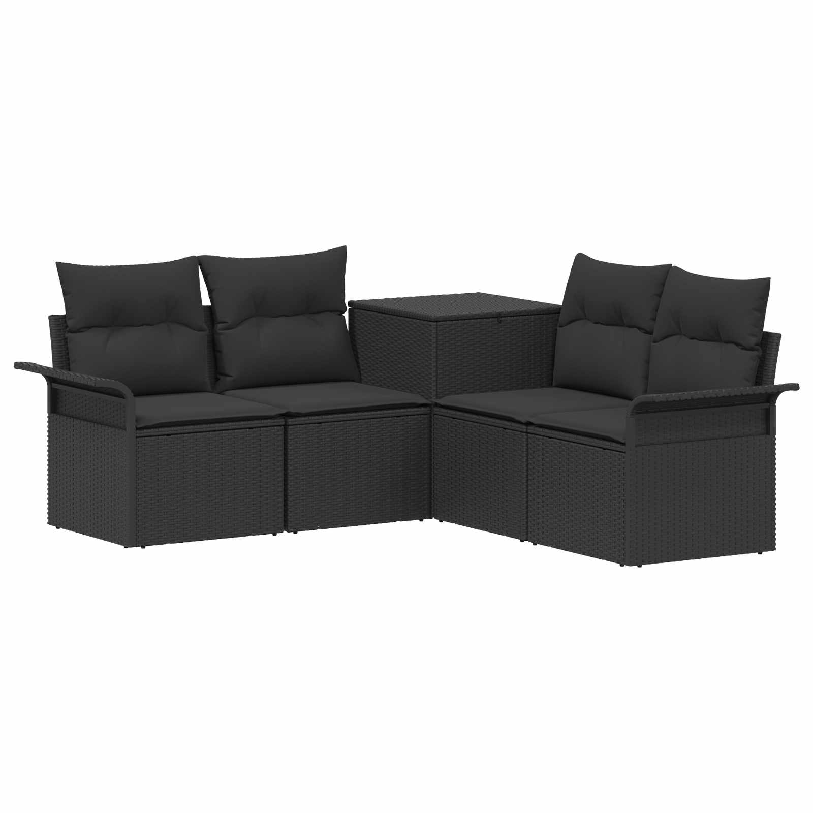 Set sofe 5 kom. Crna Poli Rattan i čelik