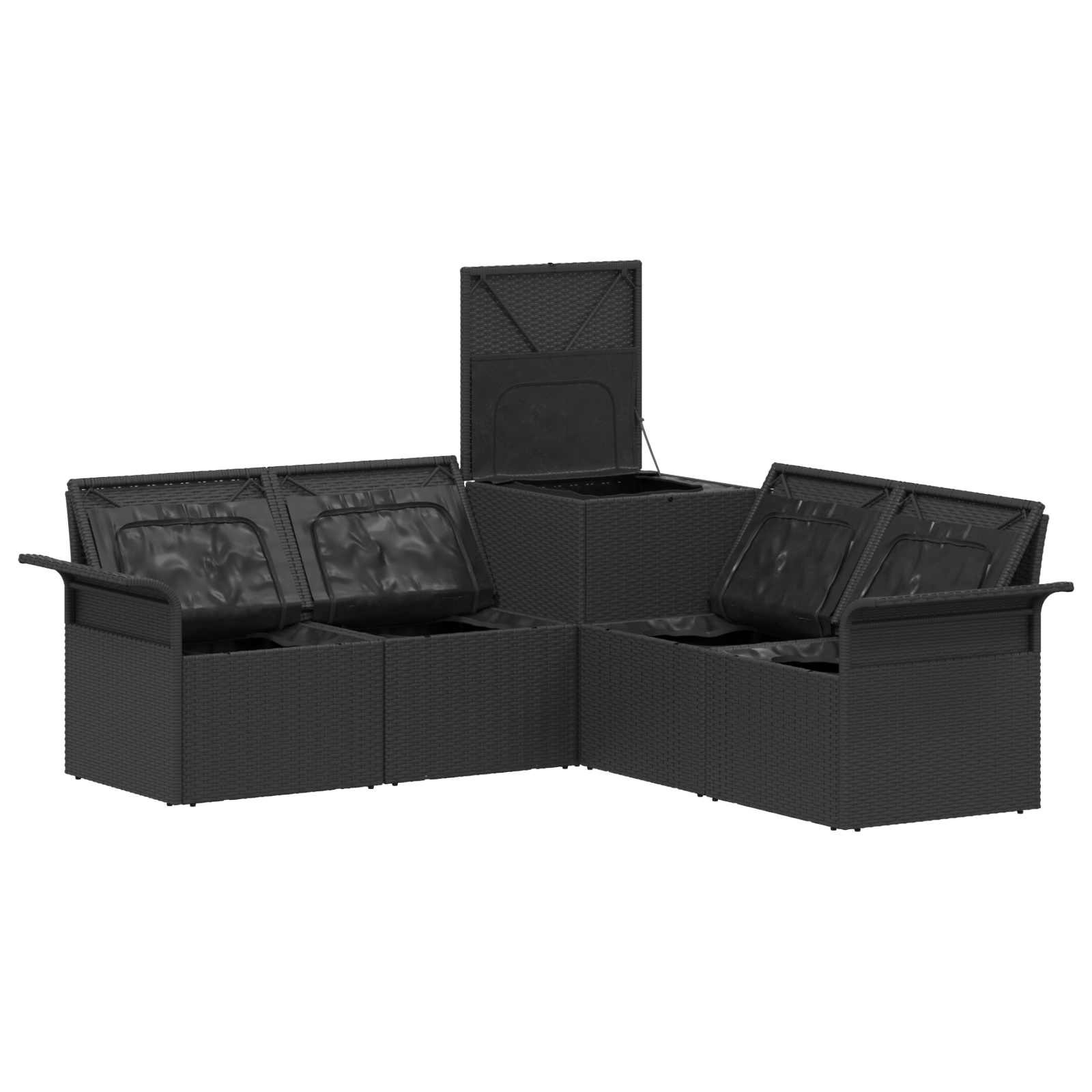 Set sofe 5 kom. Crna i Plava Poli Rattan i čelik