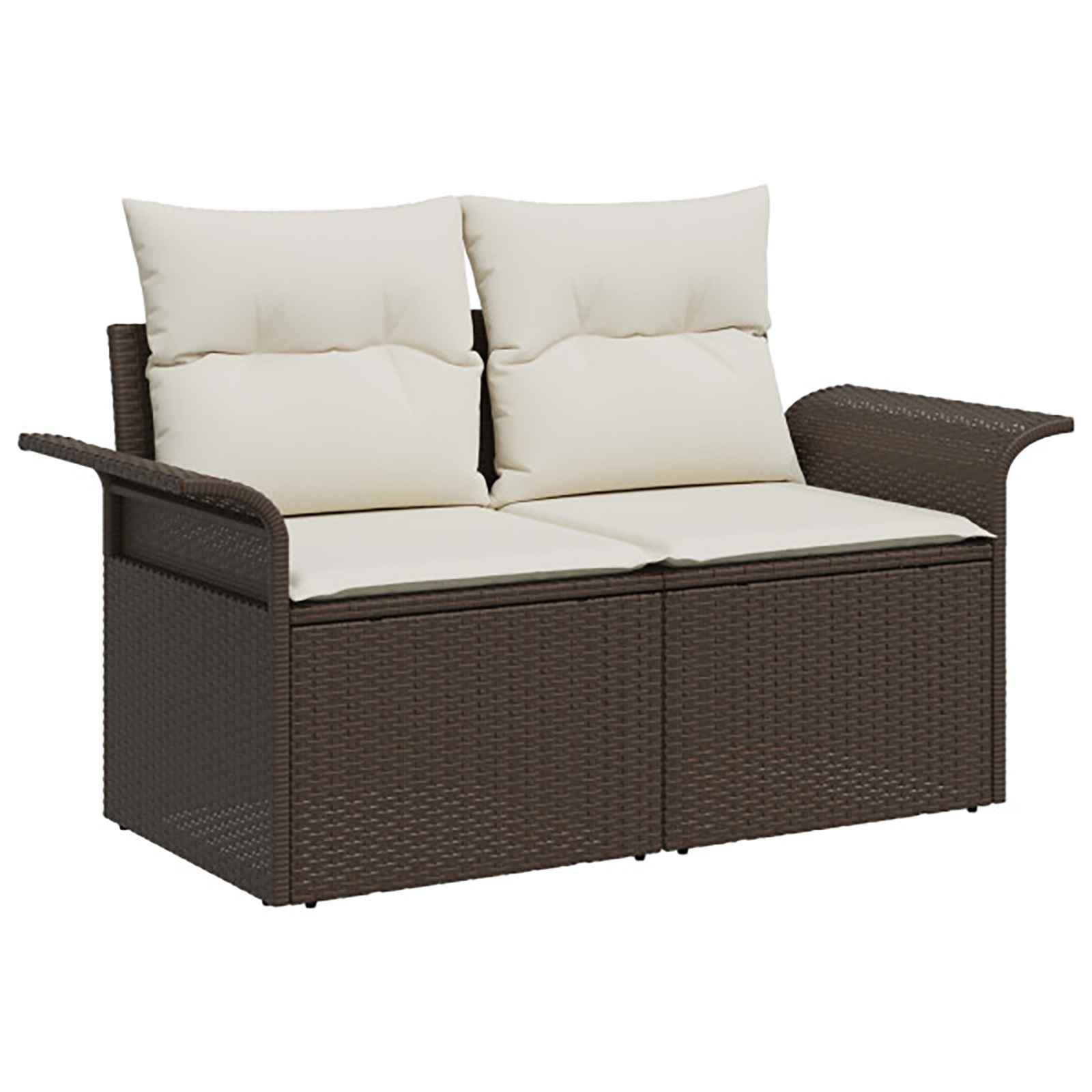 Set sofe 5 kom. Smeđa i krem bijela Poli Rattan i čelik
