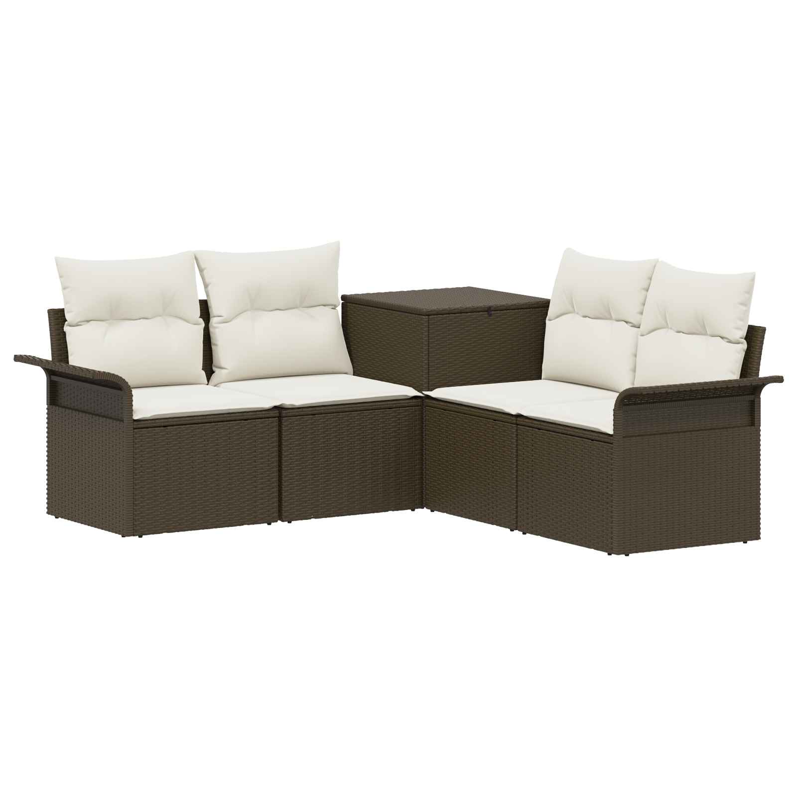 Set sofe 5 kom. Smeđa i krem bijela Poli Rattan i čelik