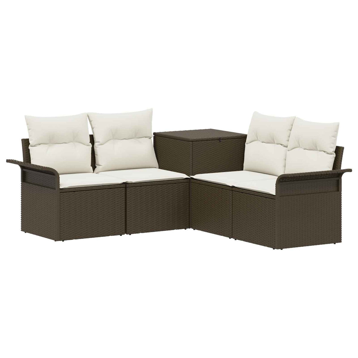 Set sofe 5 kom. Smeđa i krem bijela Poli Rattan i čelik