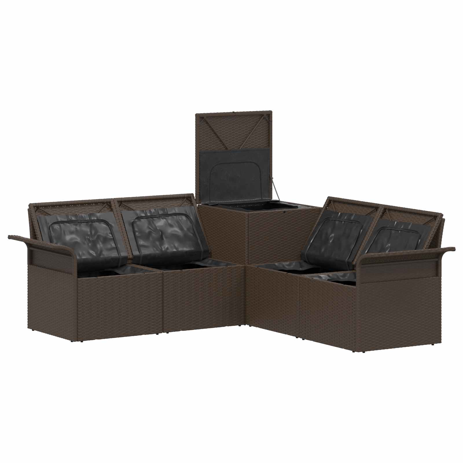 Set sofe 5 kom. Smeđa i krem bijela Poli Rattan i čelik
