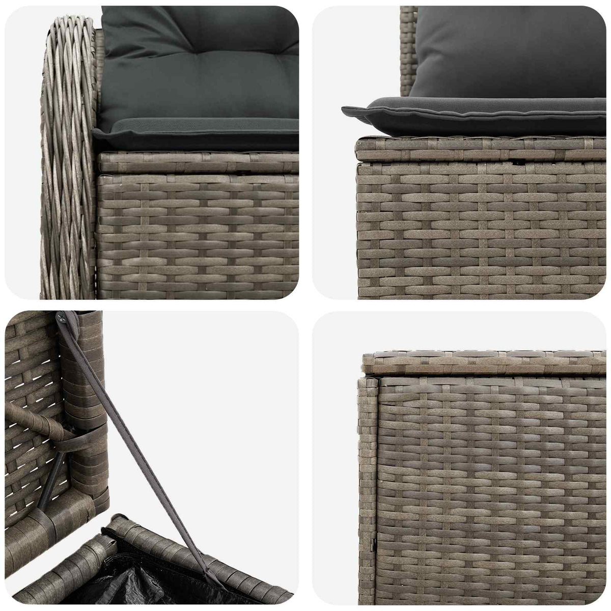 Set sofe 5 kom. Siva i tamno siva Poli Rattan i čelik
