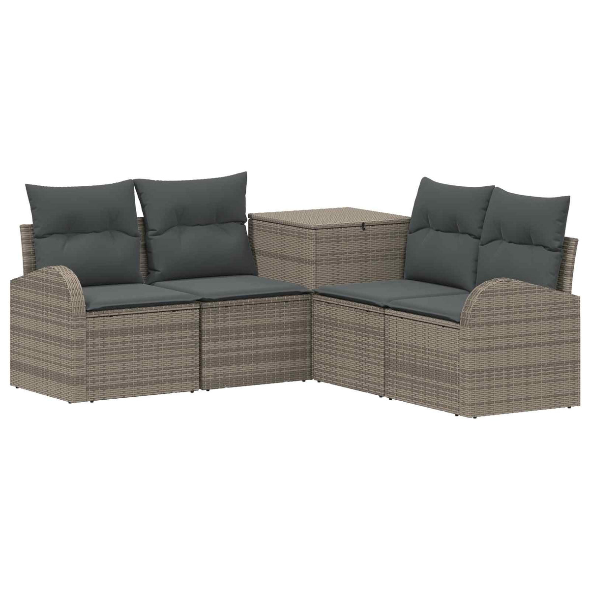 Set sofe 5 kom. Siva i tamno siva Poli Rattan i čelik