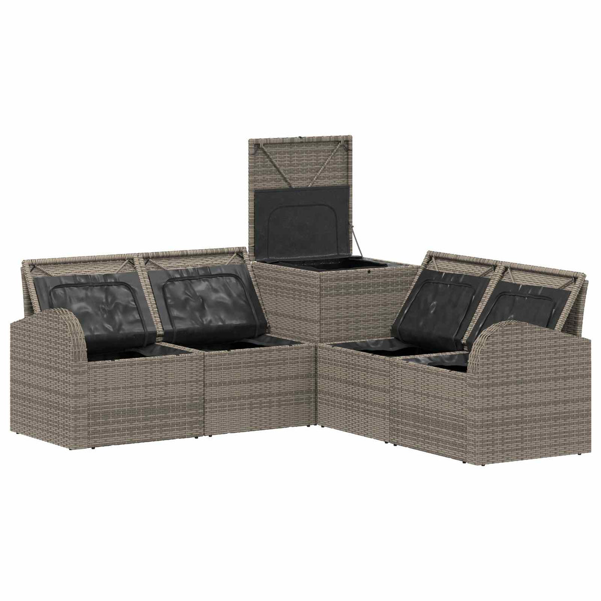 Set sofe 5 kom. Siva i tamno siva Poli Rattan i čelik