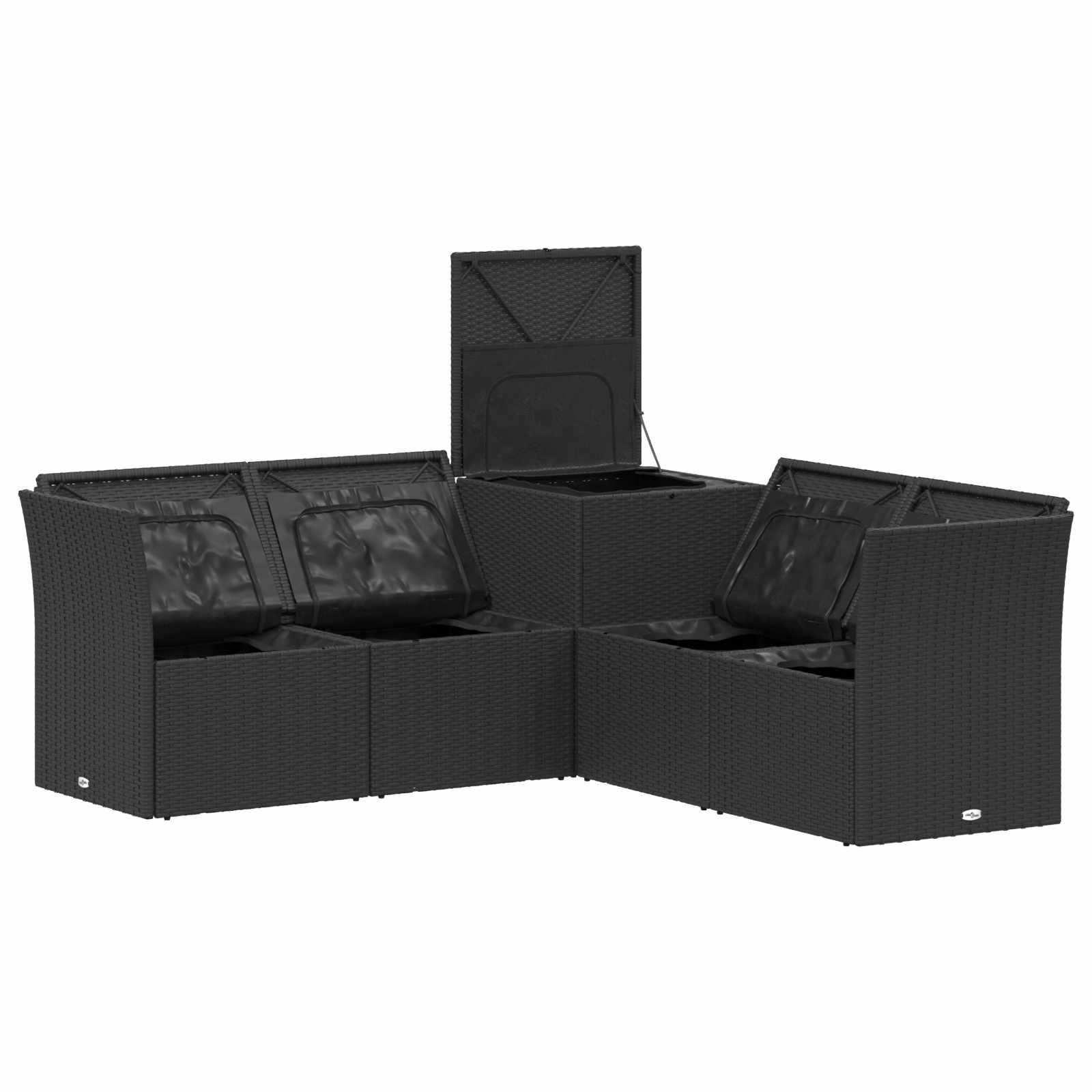 Set sofe 5 kom. Crna i krem-bijela Poli Rattan i čelik