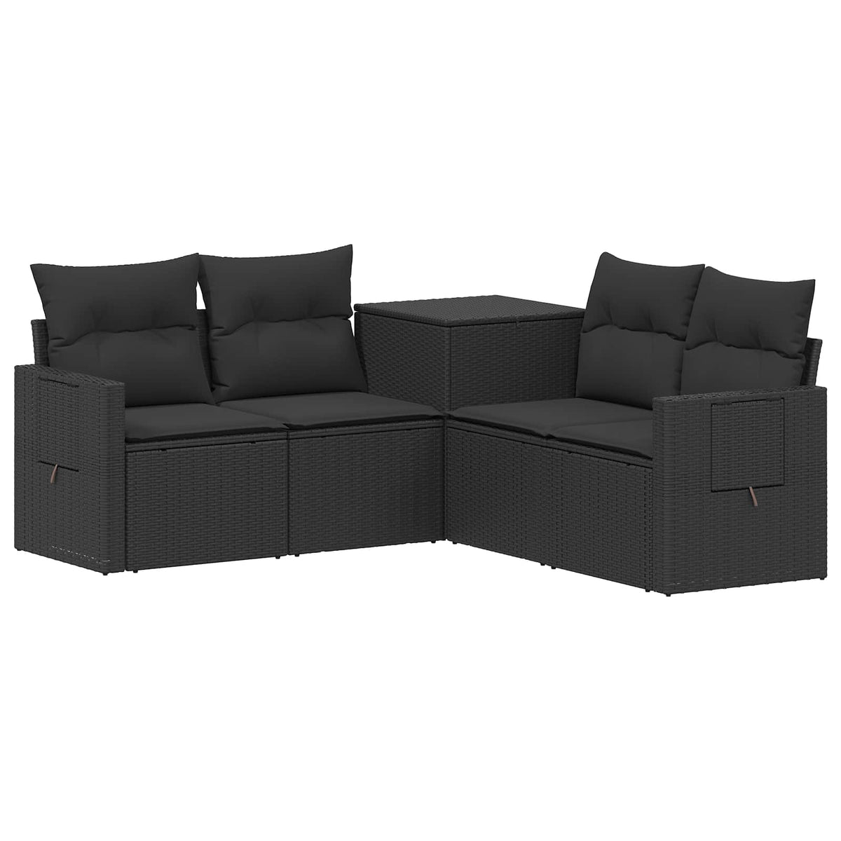Set sofe 5 kom. Crna Poli Rattan i čelik