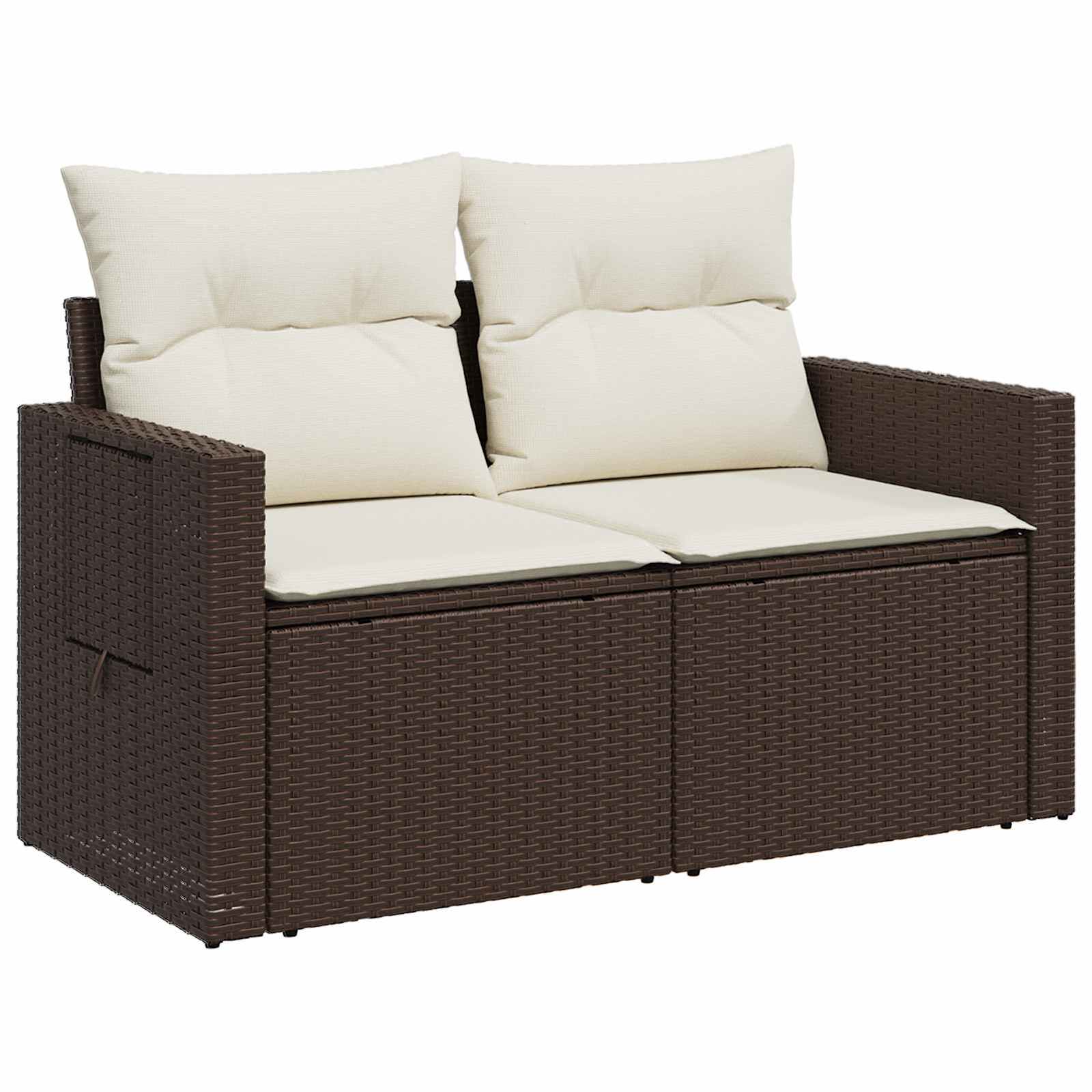 Set sofe 5 kom. Smeđa i krem bijela Poli Rattan i čelik