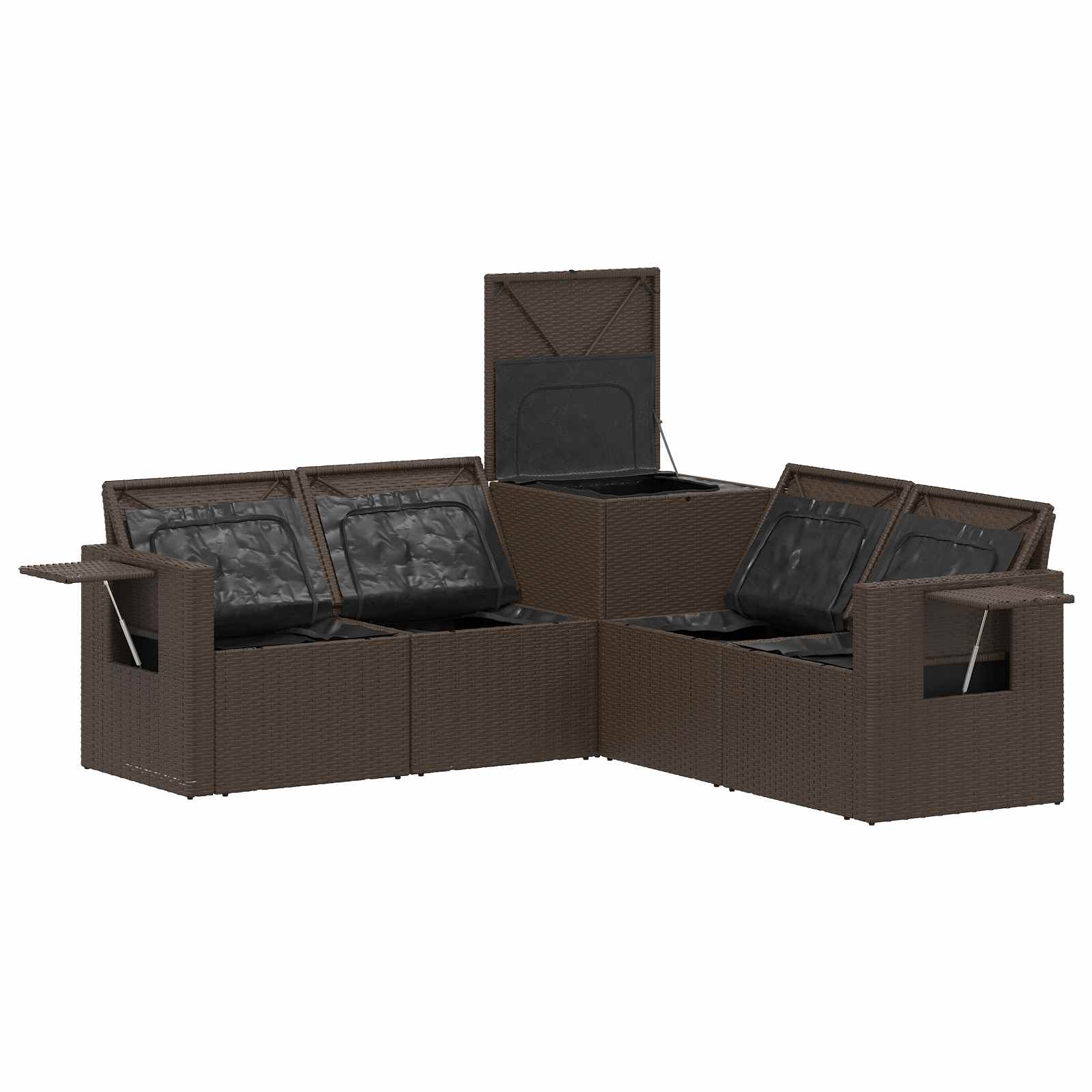 Set sofe 5 kom. Smeđa i krem bijela Poli Rattan i čelik
