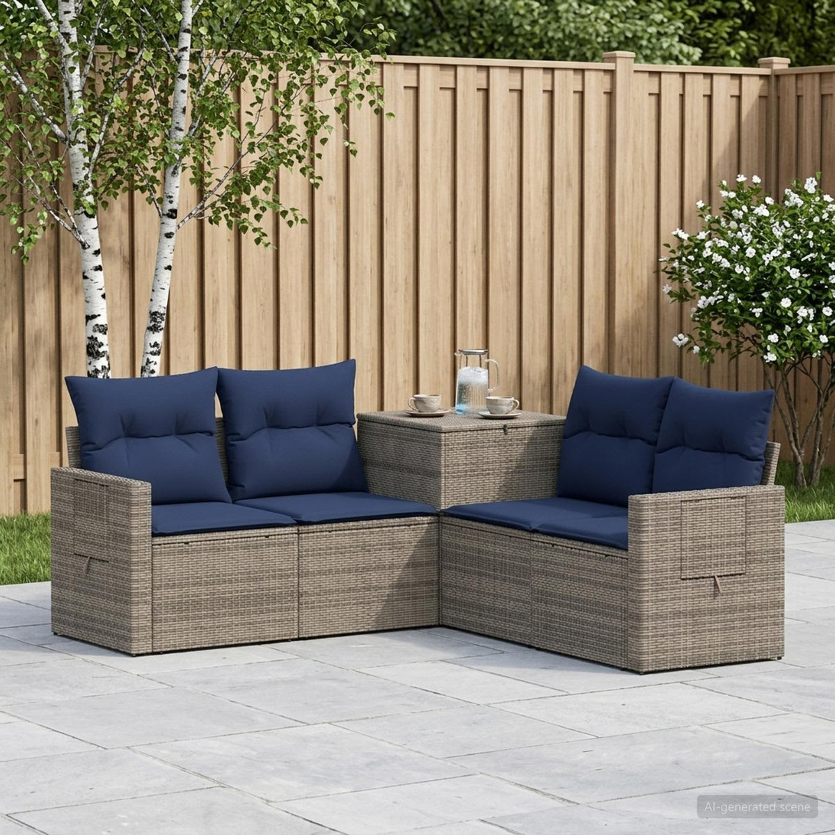 Set sofe 5 kom. Siva i tamnoplava 179 x 179 x 85 cm