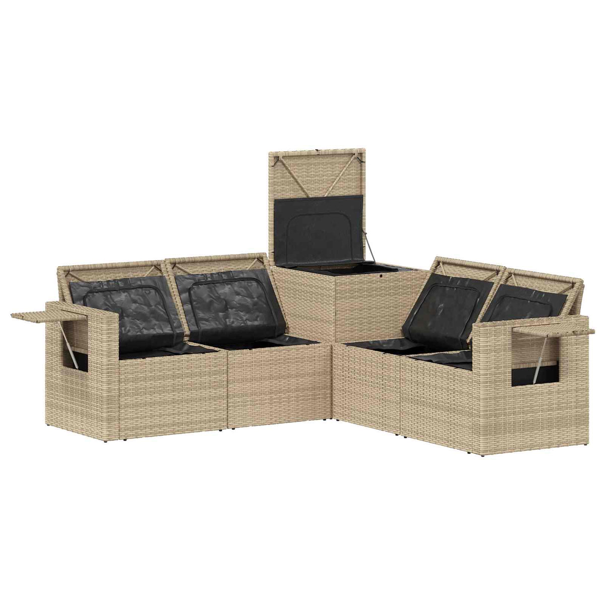 Set sofe 5 kom. Bež i svijetlo siva Poli Rattan i čelik