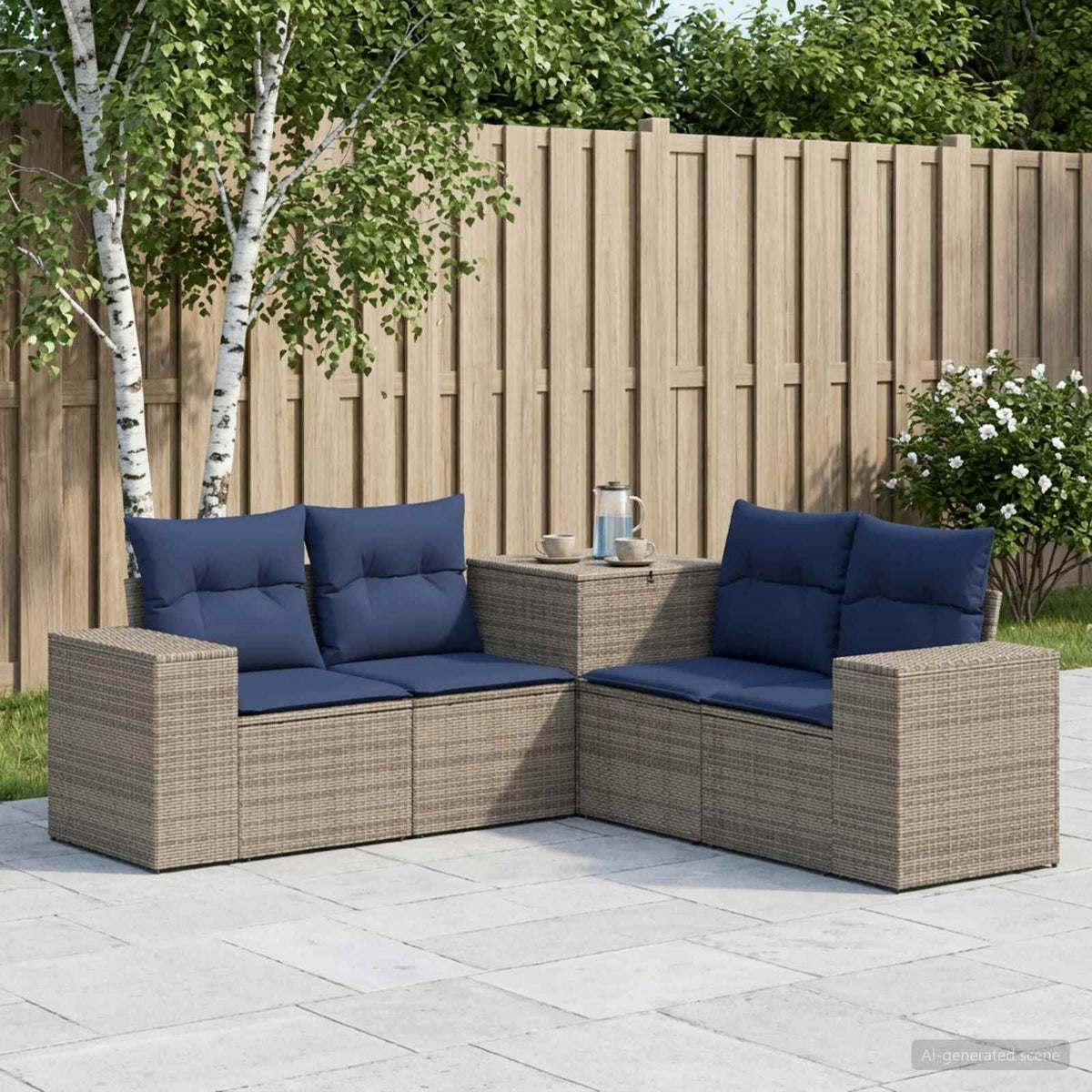 Set sofe 5 kom. Siva i tamnoplava 200 x 200 x 85 cm