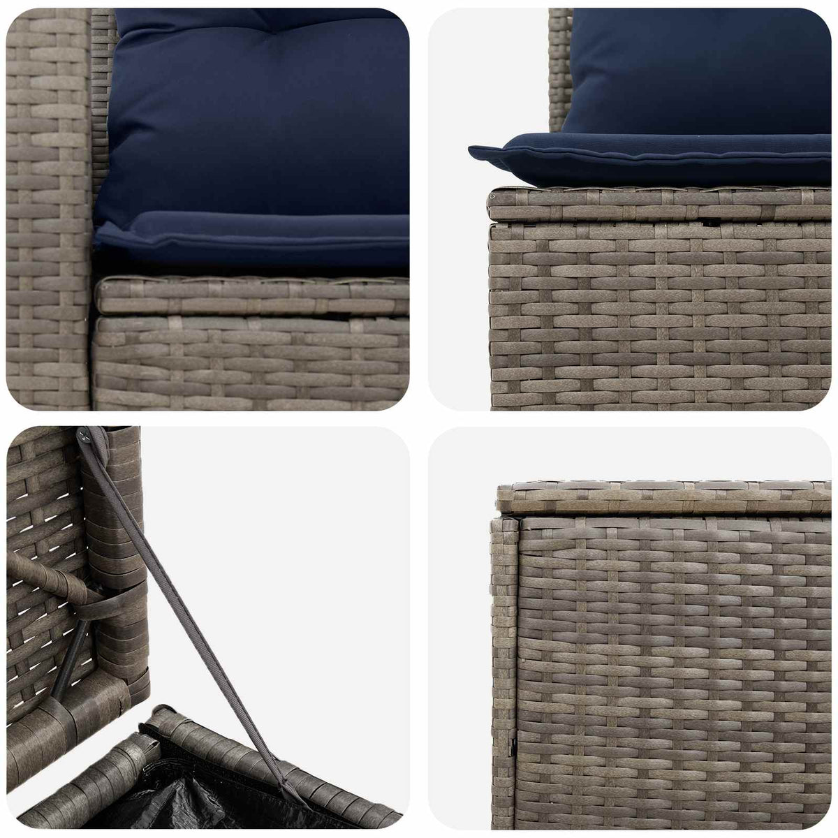Set sofe 5 kom. Siva i tamnoplava 200 x 200 x 85 cm