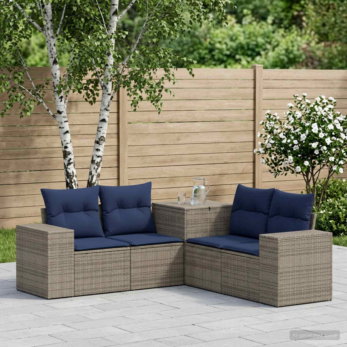 Set sofe 5 kom. Siva i tamnoplava 200 x 200 x 85 cm